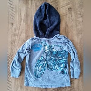 Gap Boy's Blue Hooded Motorcycle T-shirt Size 4 Years